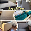Various views of gray and teal splashproof jacquard sofa cushion covers.