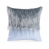 A square cushion cover featuring a gradient of silver and gray faux fur.