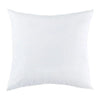 A square white cotton-filled decorative throw pillow insert.