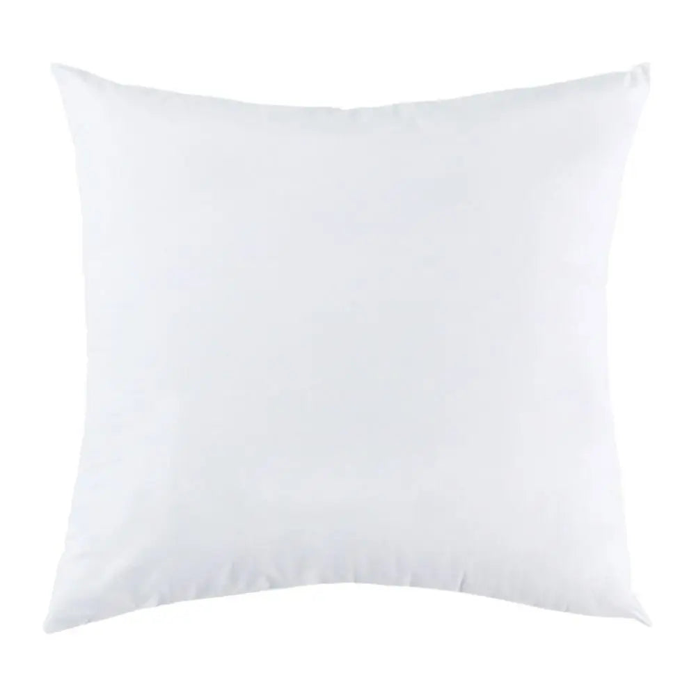 A square white cotton-filled decorative throw pillow insert.