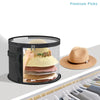 Collapsible hat storage organizer with a clear front window displaying various hats.