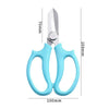 A pair of light blue precision shears with comfort grips shown against a white background.