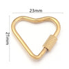 Gold stainless steel heart-shaped screw lock carabiner clasp for jewelry making