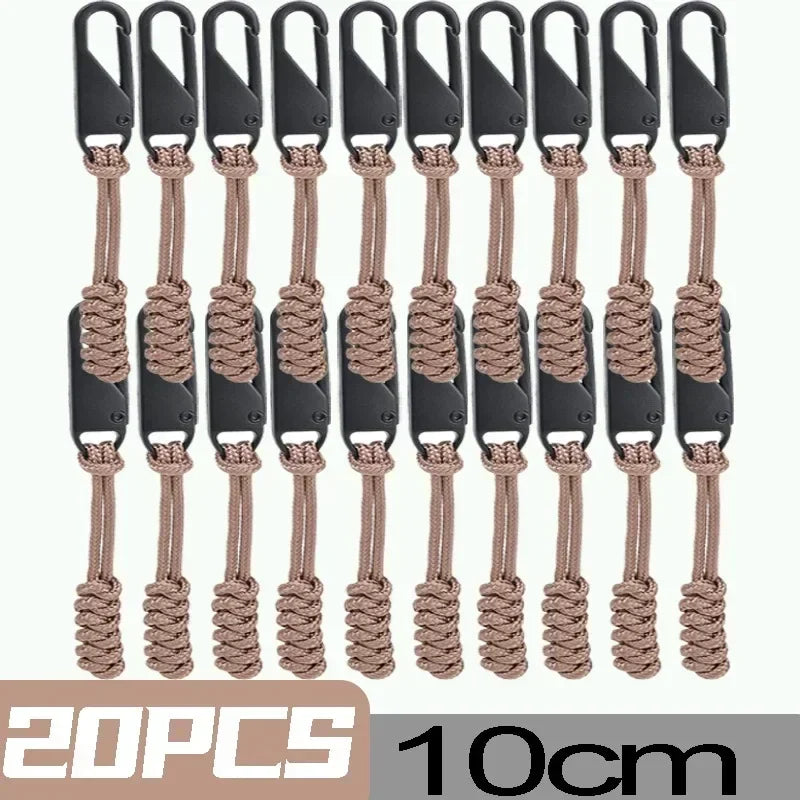 20 pieces of black detachable zipper pull sliders, 10cm long.
