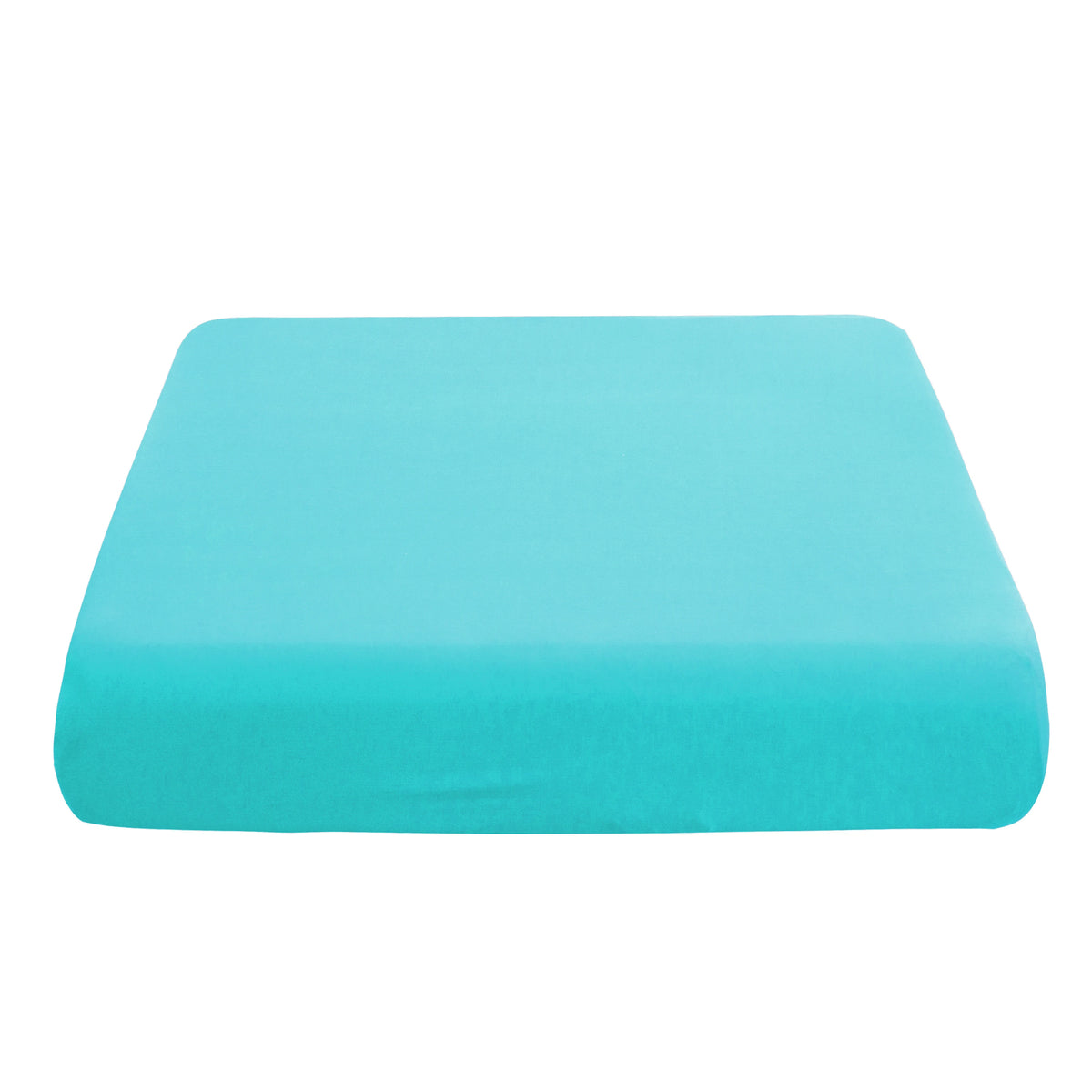 A solid turquoise elastic sofa cushion slipcover.