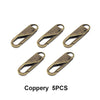 Five pieces of copper zipper repair kits with metal sliders