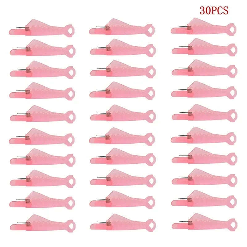 30 pieces of pink mini hand sewing needle threader kits shown in a grid layout