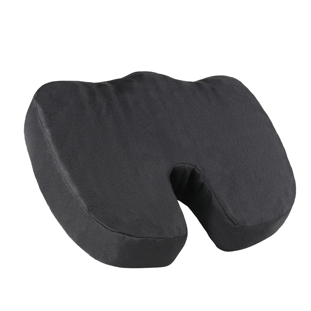Black ergonomic U-shaped massage seat cushion for relaxation and support