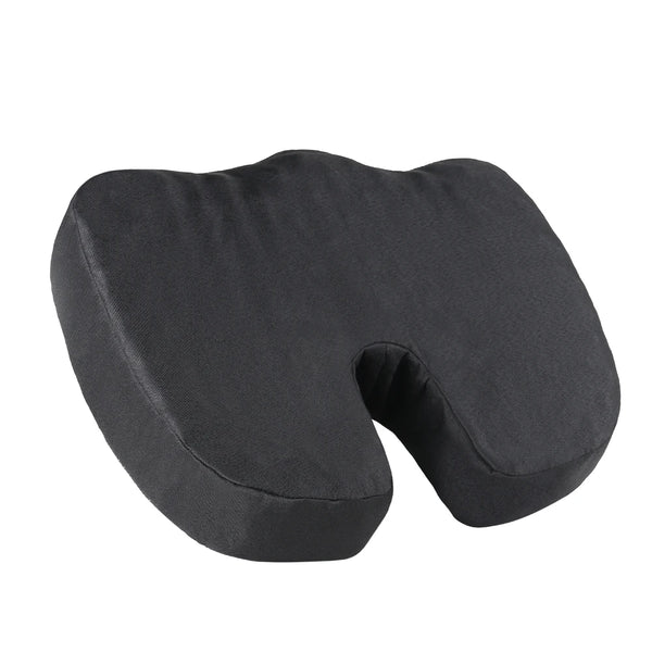 Black ergonomic U-shaped massage seat cushion for relaxation and support