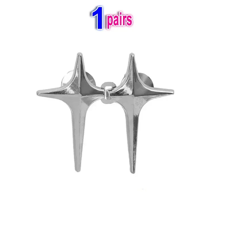 One pair of silver Y2K star clips for jeans and skirts