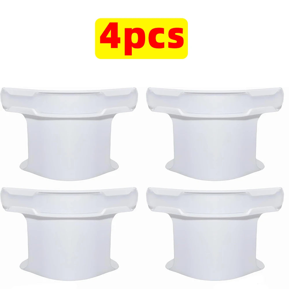 Four white heavy duty fitted sheet clips shown in various views