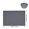 A rectangular gray silicone under sink drain mat with dimensions 28in by 22in and a 17mm thickness.