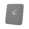 A gray waterproof jacquard sofa seat slipcover with a white abstract design.