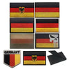 A set of embroidered Germany flag patches and a black hook and loop patch.