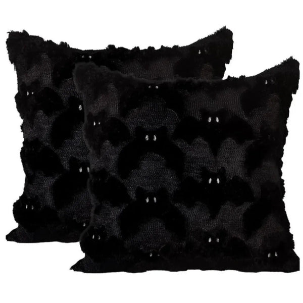 Black velvet throw pillow cover with a subtle dark pattern.