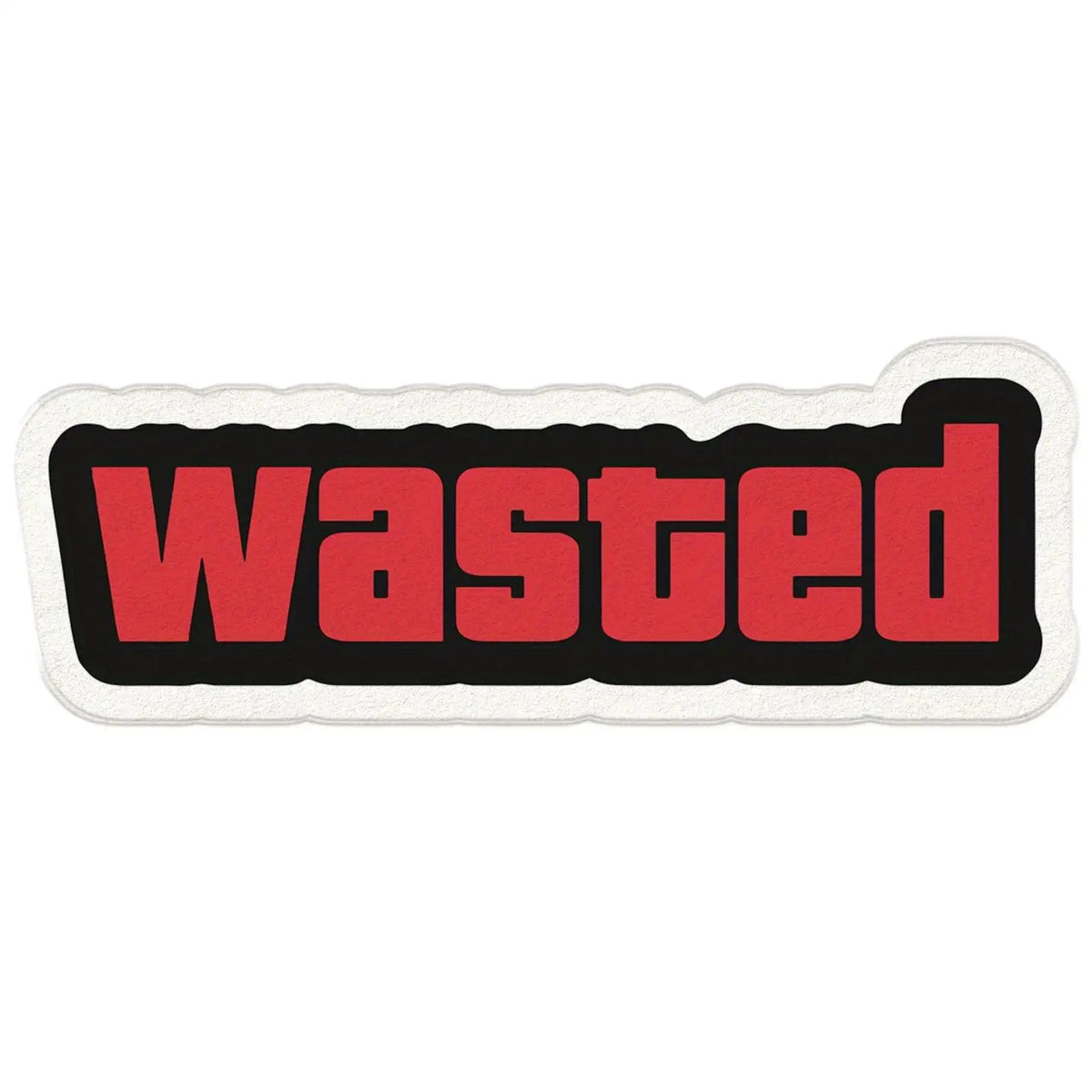 A black mat with the word WASTED printed in red text.