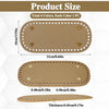 A set of four reusable PU leather bag bottom pads in various colors, showing dimensions and thickness.