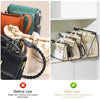 Dustproof storage bags for handbags shown before and after use, demonstrating their organization and cleanliness.