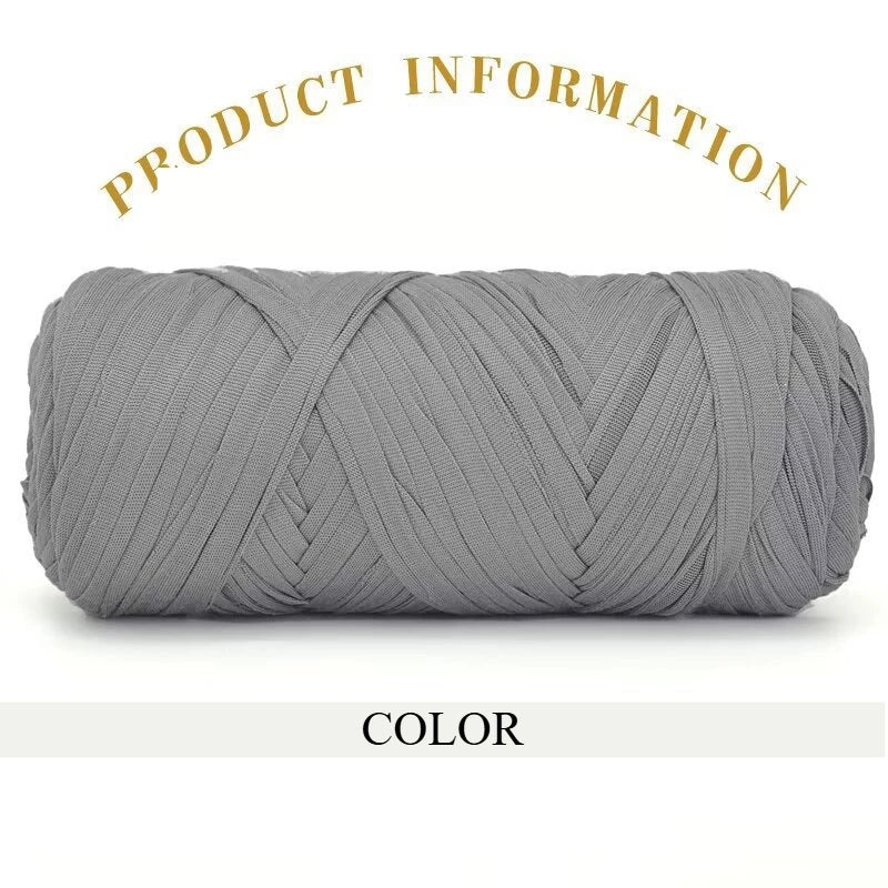 A tightly wound ball of gray thick polyester blended yarn for crafting.
