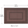 A set of six rectangular brown non-slip heat resistant placemats, each measuring 17.7 inches long.