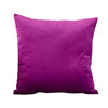 A square velvet throw pillow cover in a deep magenta color.