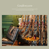Gradient yarn fabric featuring floral embroidery used in neoclassical sheer curtains.