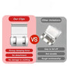 Comparison of our clips versus other imitations for pants hem adjustment