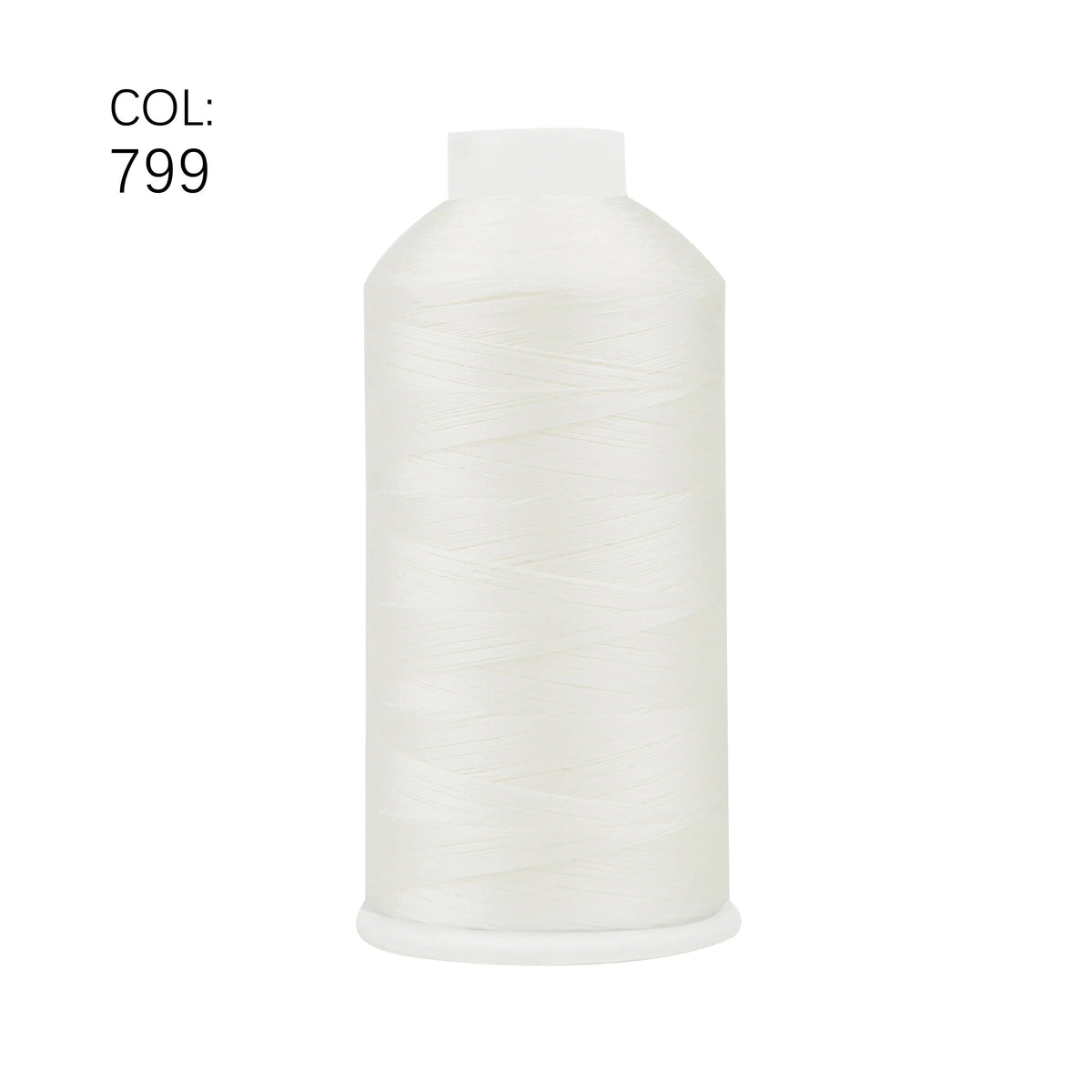 White spool of heavy duty nylon sewing thread, color code 799.