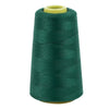 A roll of dark green sewing thread with a light yellow core.