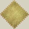 A square rug mat with a textured olive green surface and a serrated edge.