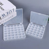 A clear plastic storage case containing a 25-piece set of sewing machine bobbins.