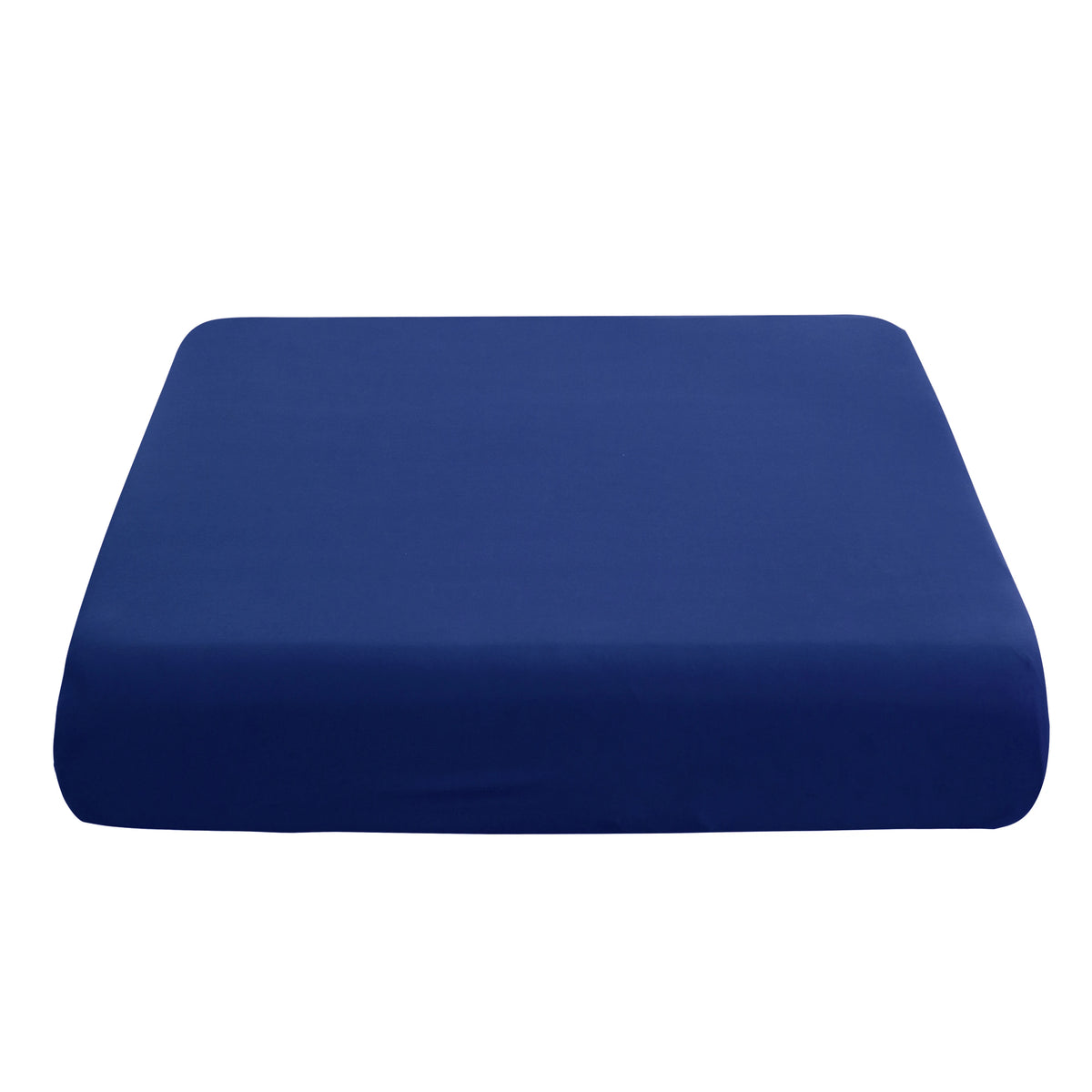 A solid navy blue elastic sofa cushion slipcover.