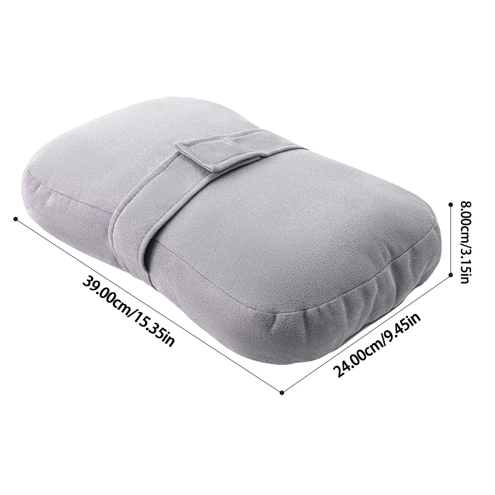 Gray ergonomic knee pillow designed for side sleepers with adjustable dimensions.