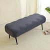 A gray elastic jacquard bench cover used as protection for a piano, dining, or entryway seat.