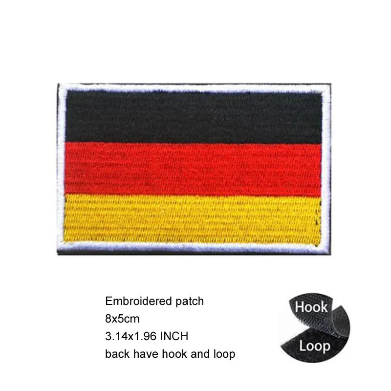 Embroidered patch featuring the German flag design in black, red, and gold stripes.