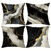 Black and white marble print decorative pillow cover with gold veining