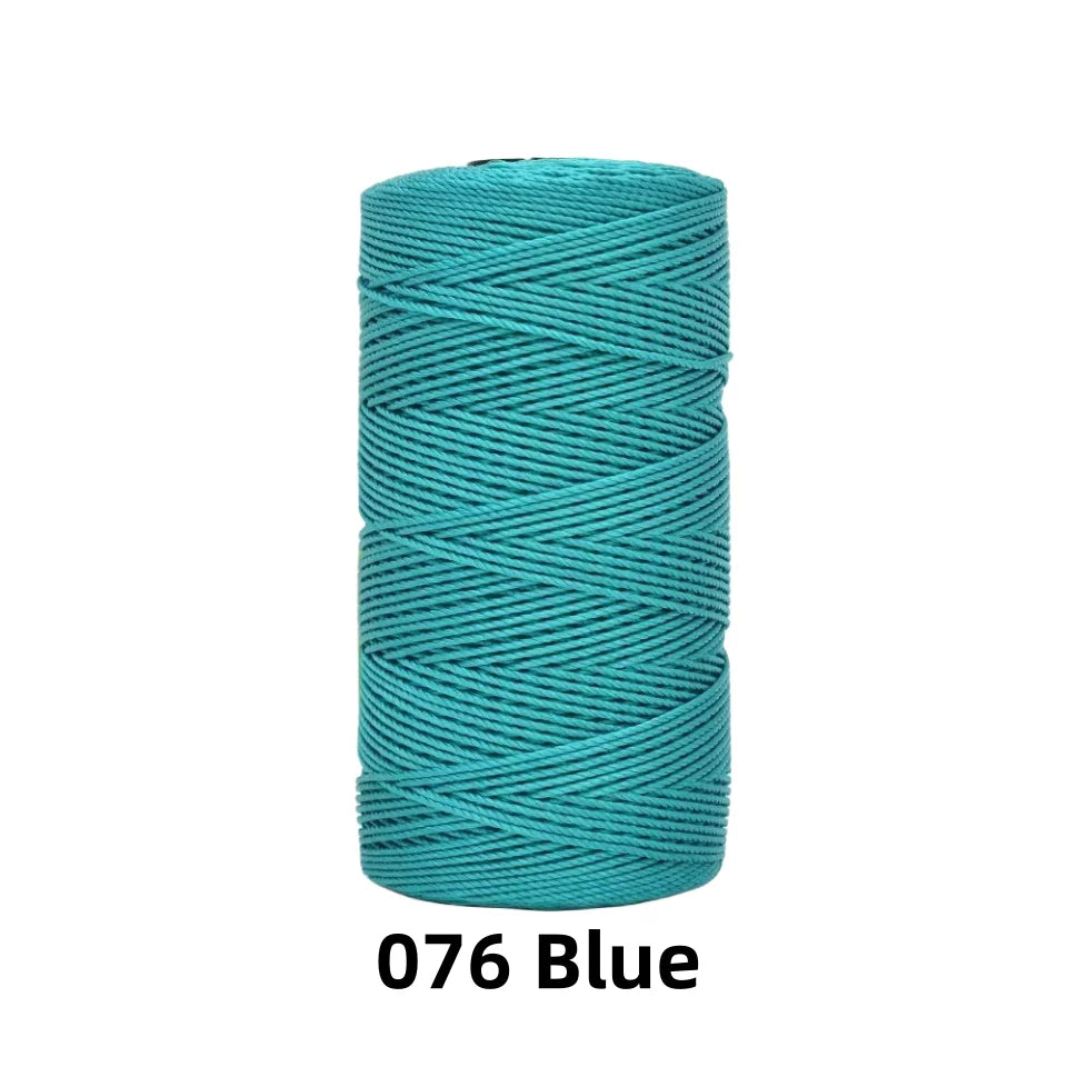 A spool of 1.5mm blue ice silk crochet yarn for crafting thread.