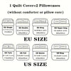 EU and US size bedding set featuring a quilt cover and pillowcases without comforter or pillow core