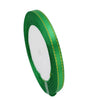 Roll of 6mm gold-edged satin ribbon in green for gift wrapping and crafts