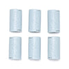 Six packs of light blue invisible sheet clips for securing bedding