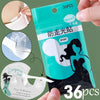A package of 36 pieces of clear, invisible self-adhesive lingerie tape is shown next to a hand.