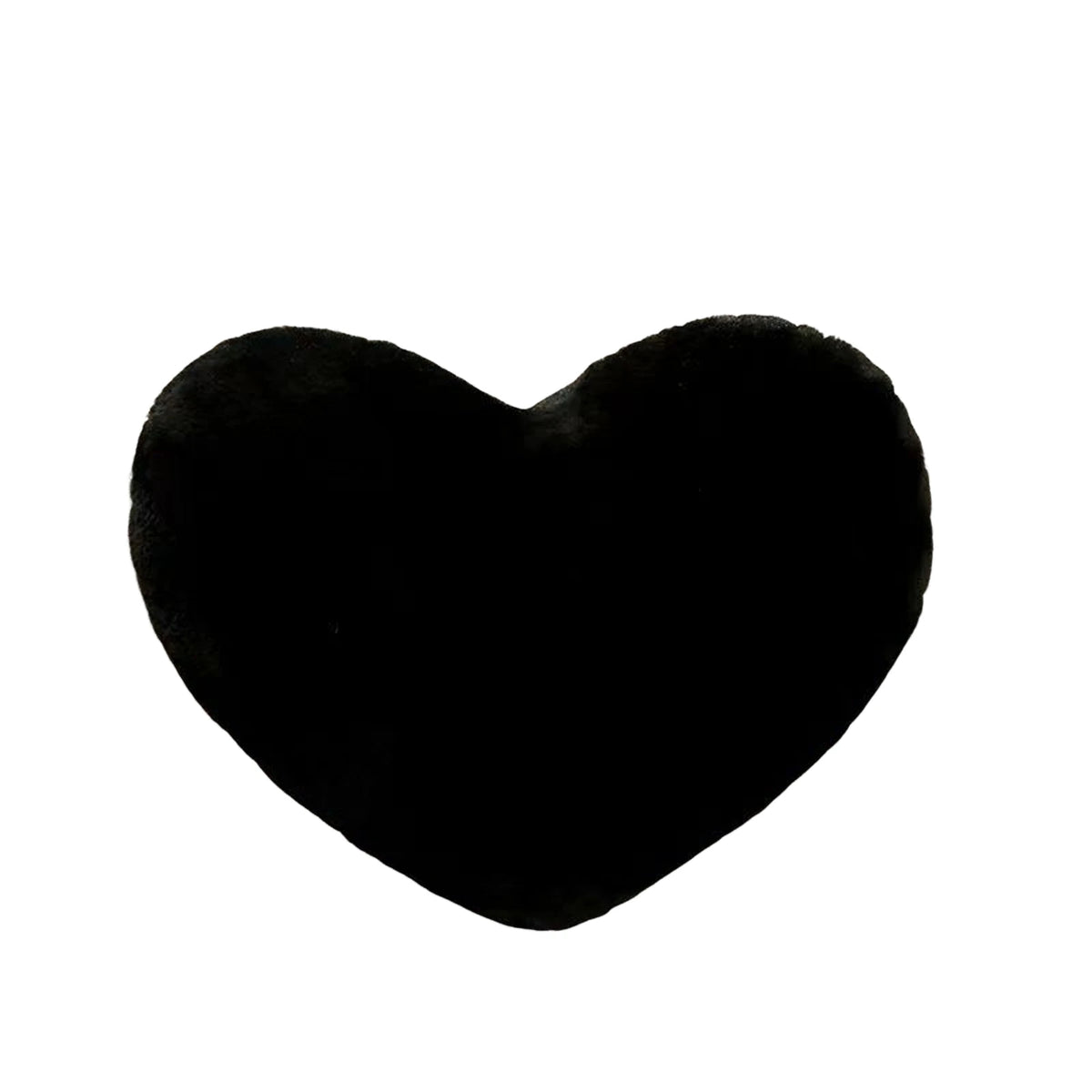 A black heart-shaped throw pillow.