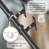 Black curtain rod brackets with plastic clips and elastic grips for wall mounting