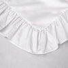 White soft cotton ruffle pillow cover with a gathered edge