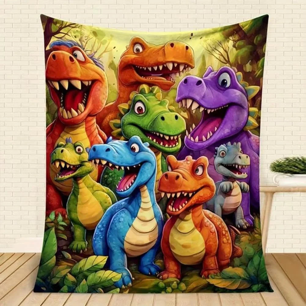 Dinosaur Adventure Throw Blanket – Soft Coral Fleece for Kids