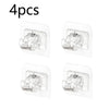 Four self-adhesive curtain rod clips packaged in a clear plastic holder.