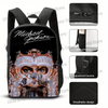 Black backpack featuring a graphic of Michael Jackson's face and the text Dangerous