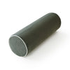 A dark olive green memory foam neck roll pillow lying horizontally.