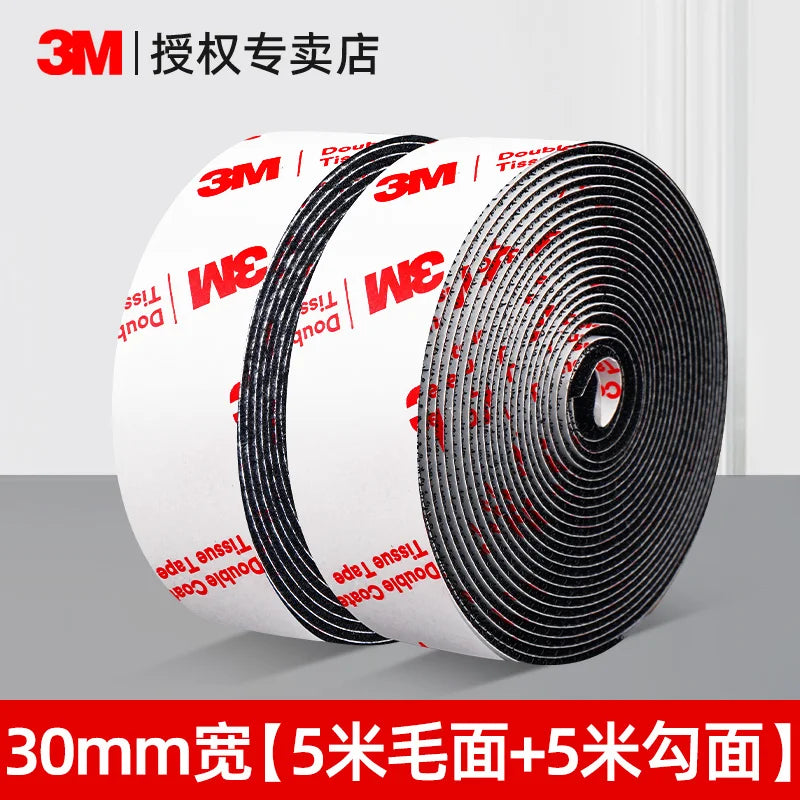 Roll of 3M heavy duty self-adhesive hook and loop tape in white and black packaging