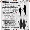 Printable knit blanket featuring a heartfelt message to a daughter with silhouette illustrations.
